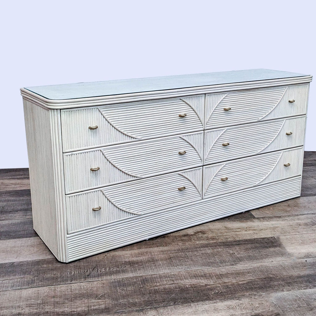 Late 20th Century Vintage Coastal Cerused Pencil Reed Dresser