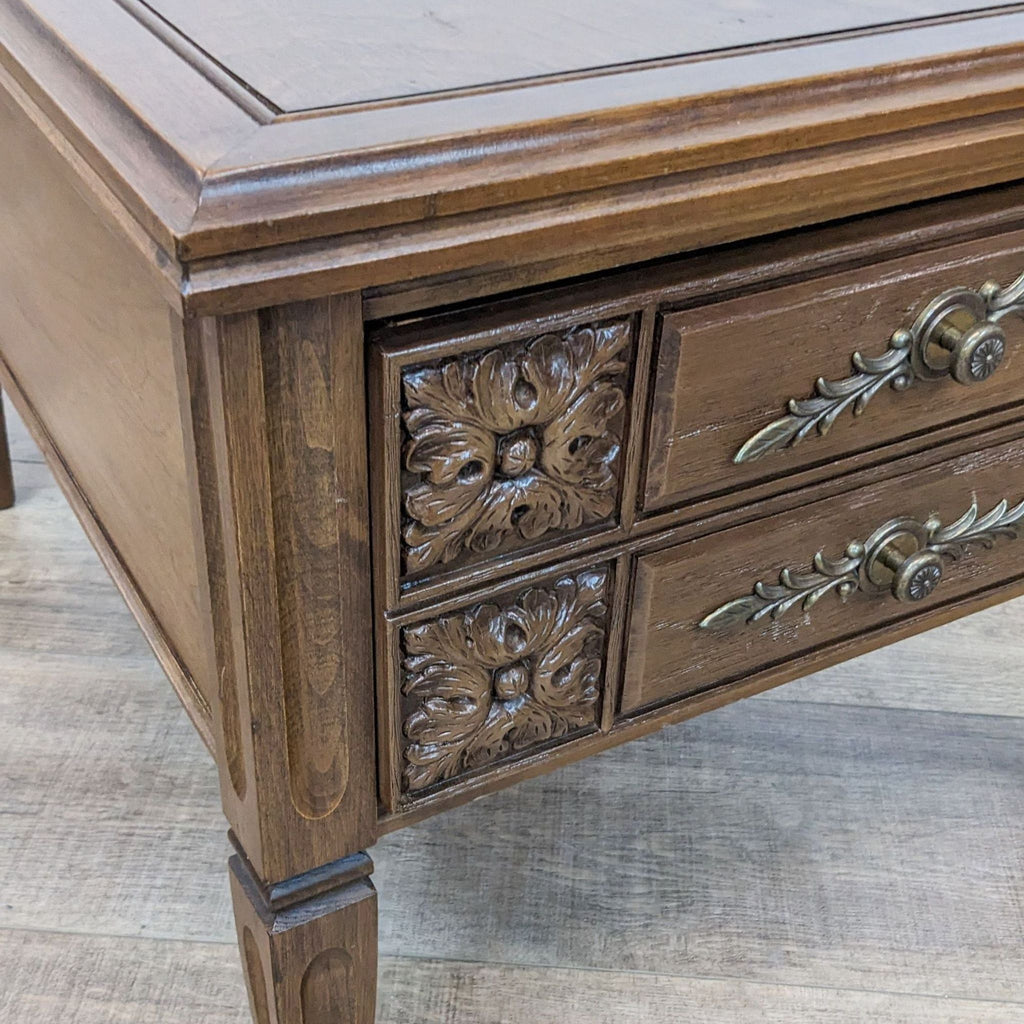 Vintage Carved End Table with Drawer