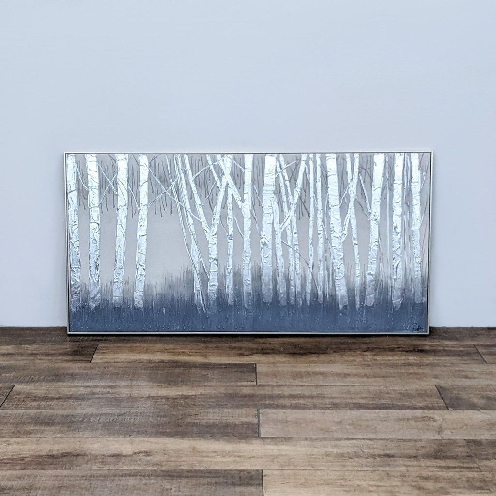 Framed aspen tree trunks on canvas, part of Reperch's Prints & Maps collection.