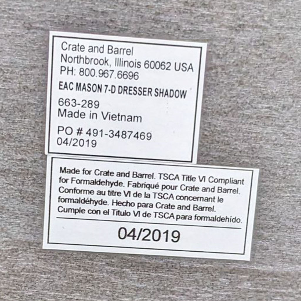 Crate And Barrel Mason Shadow7 Drawer Dresser