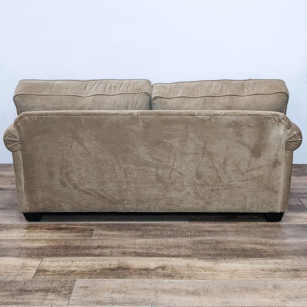 3. Beige Reperch compact 3-seat sofa showing back design, classic form with soft texture and dark finish feet.