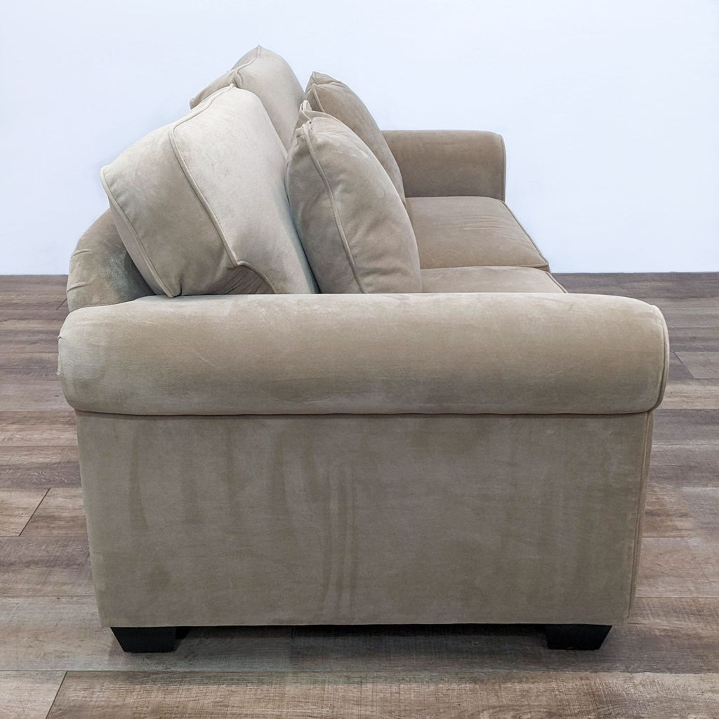 Beige Fabric Two-Seat Compact Sofa