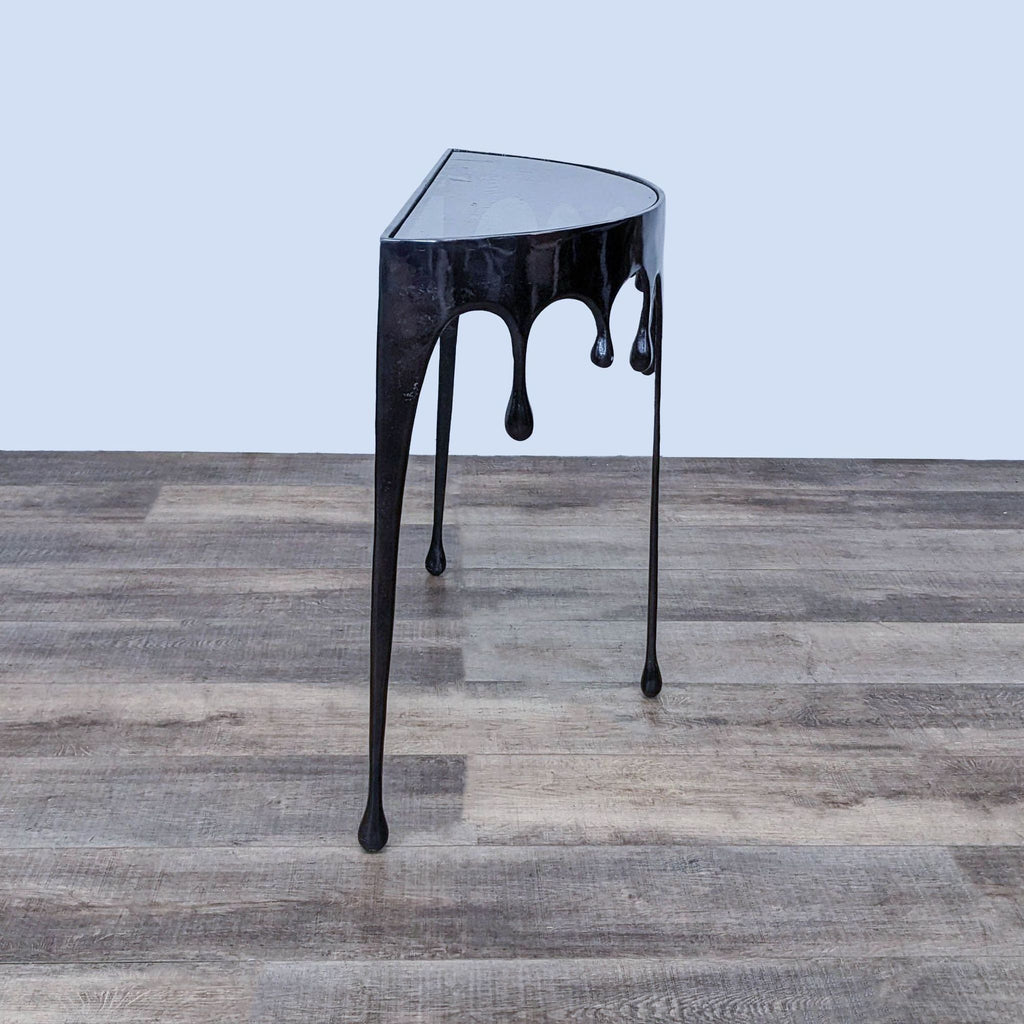 Metal Console Table with Glass Top
