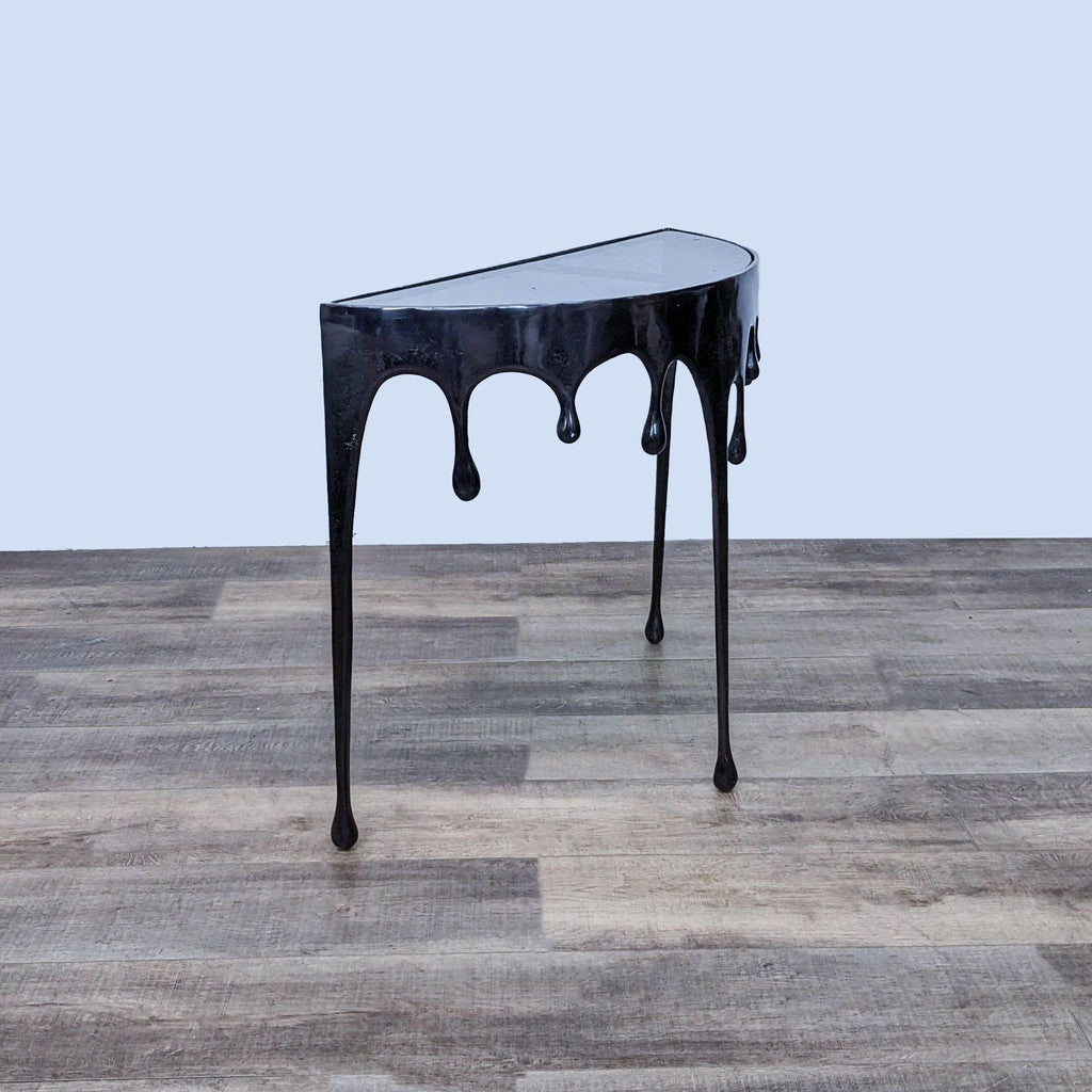 Metal Console Table with Glass Top