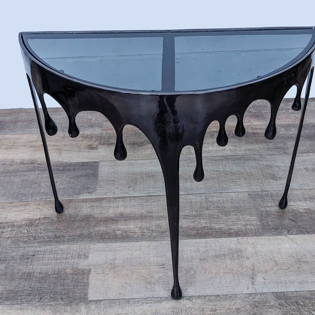 Metal Console Table with Glass Top