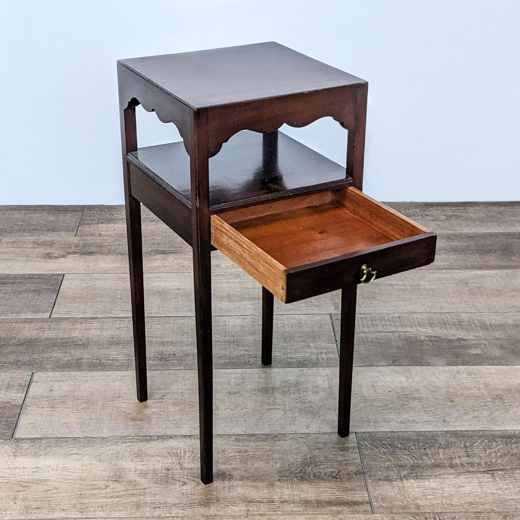 Reperch console table featuring a drawer and metal handle.