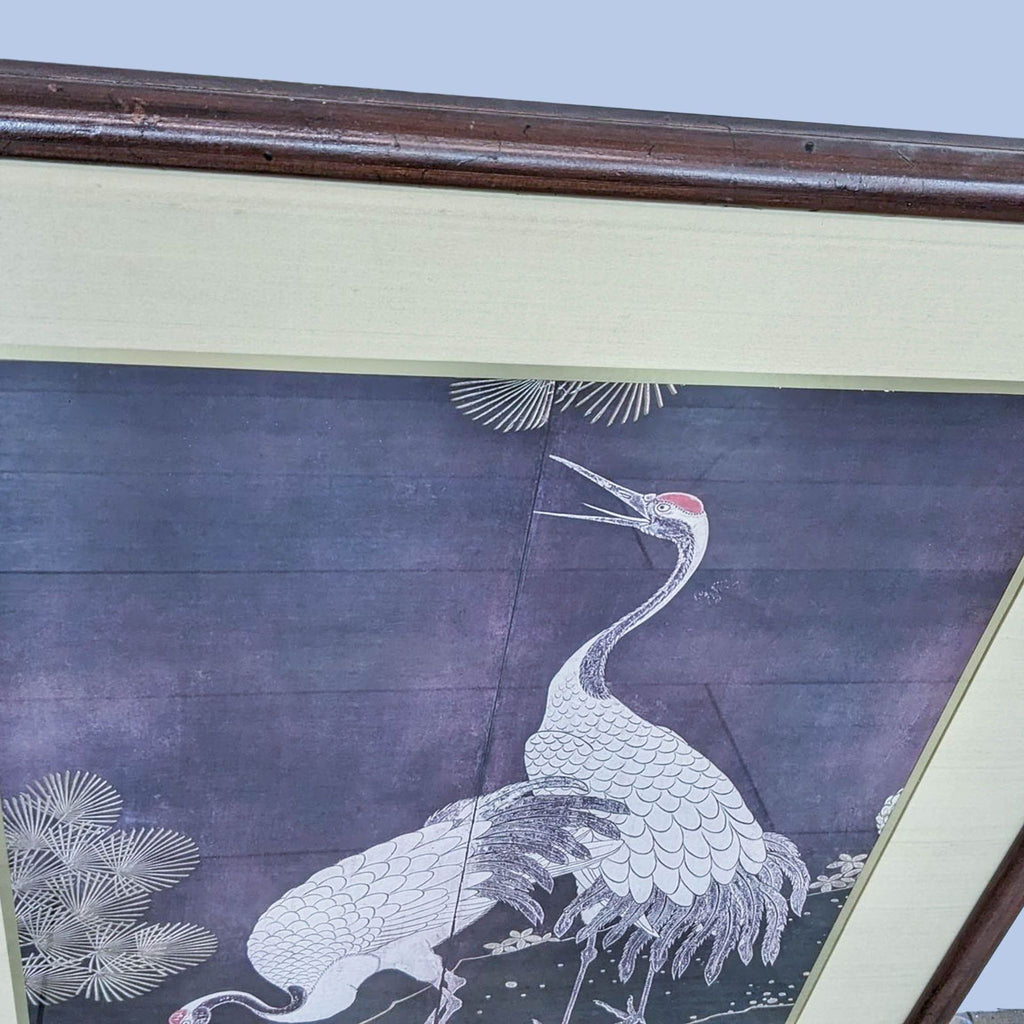 Vintage Japanese Cranes on Silk Framed