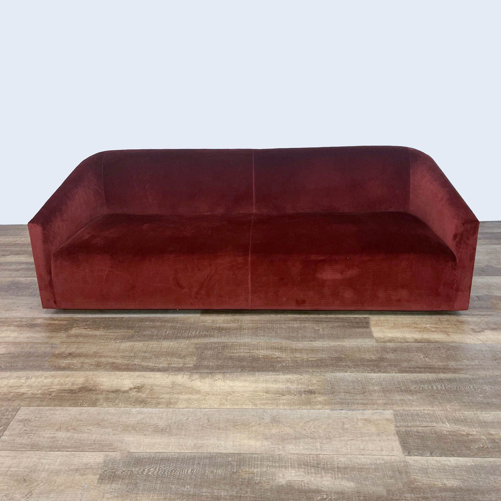 Elegant Vance Paprika velvet sofa from Room and Board with modern design.