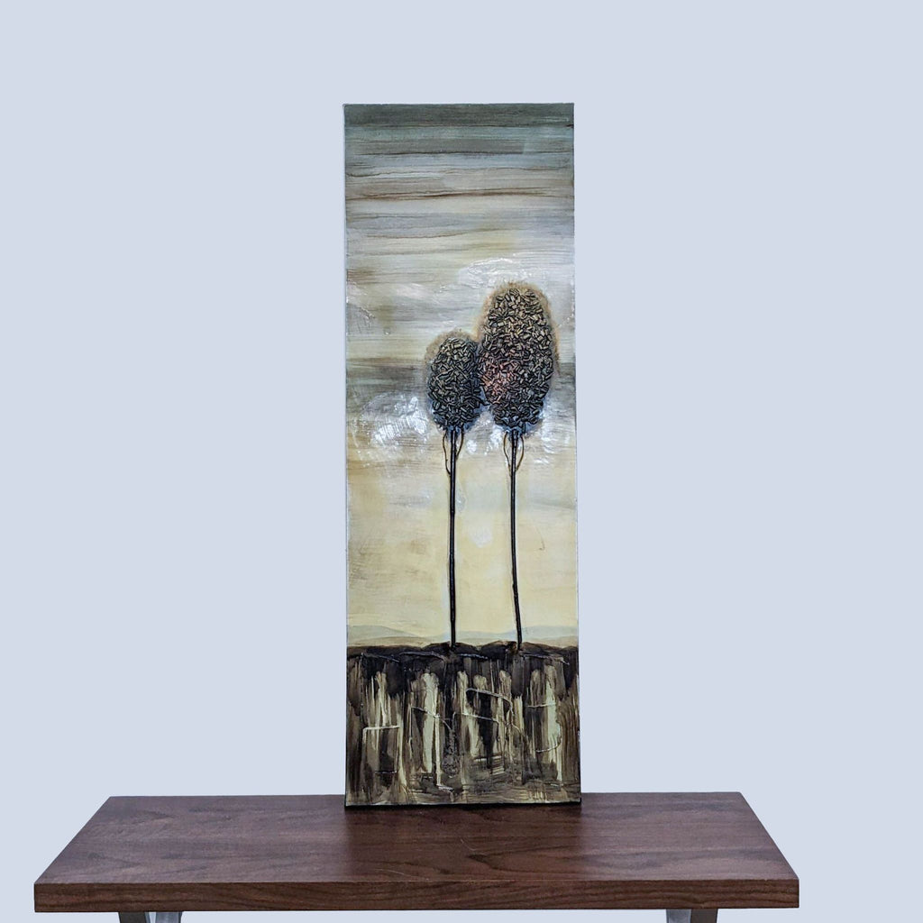 Botanical mixed media print with textured trees on canvas from Reperch.  