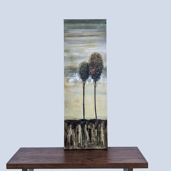 Botanical mixed media print with textured trees on canvas from Reperch.  