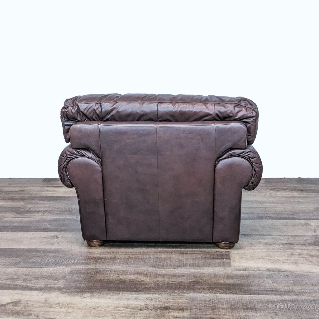 Classic Leather Armchair and Ottoman with Nailhead Accents