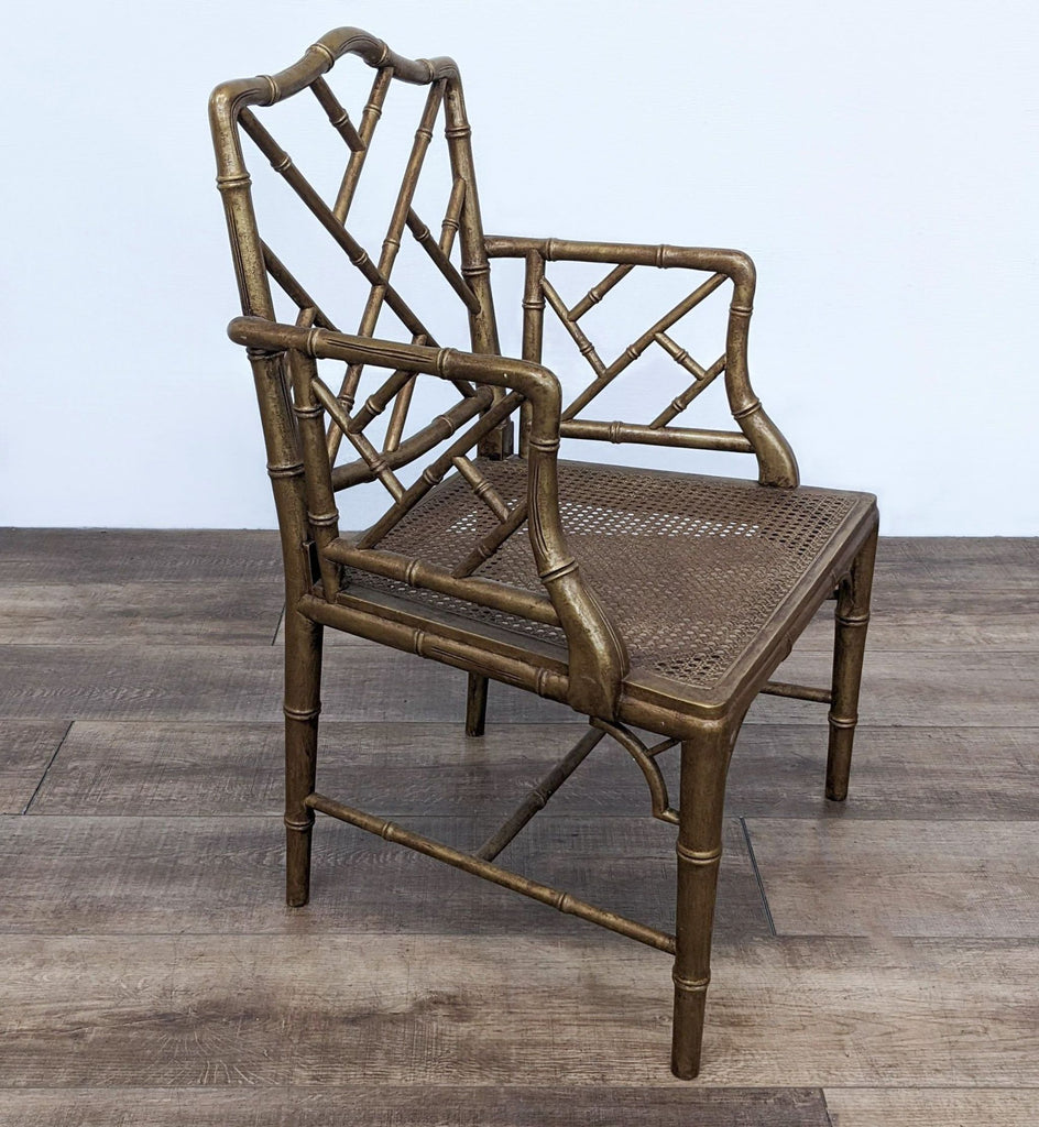 Elegant Bamboo Style Dining Chair with Woven Rattan Seat