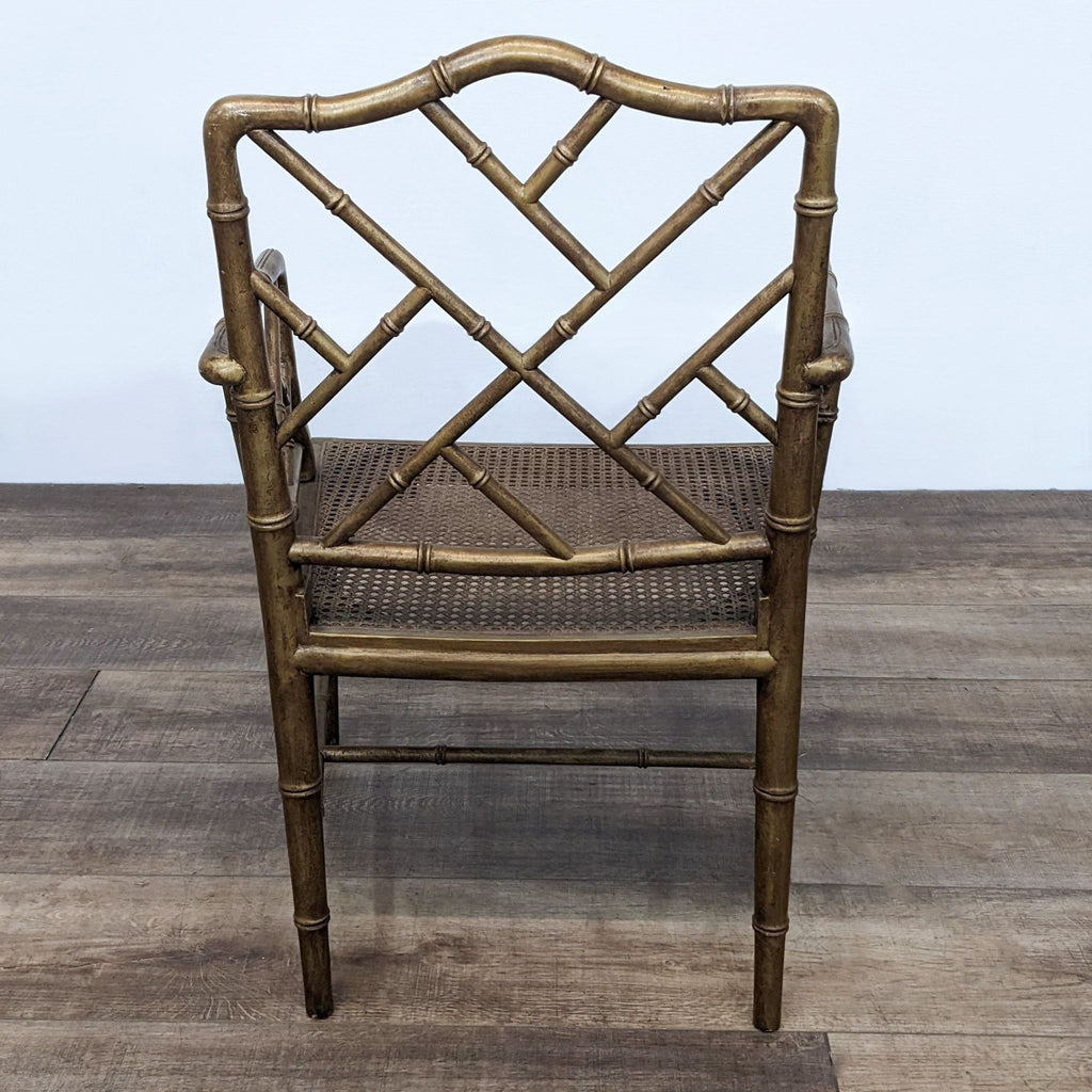 Elegant Bamboo Style Dining Chair with Woven Rattan Seat