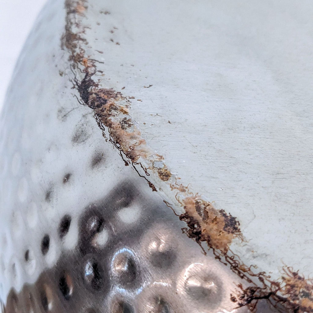 World Market Cala Silver Hammered Metal Drum Storage Side Table