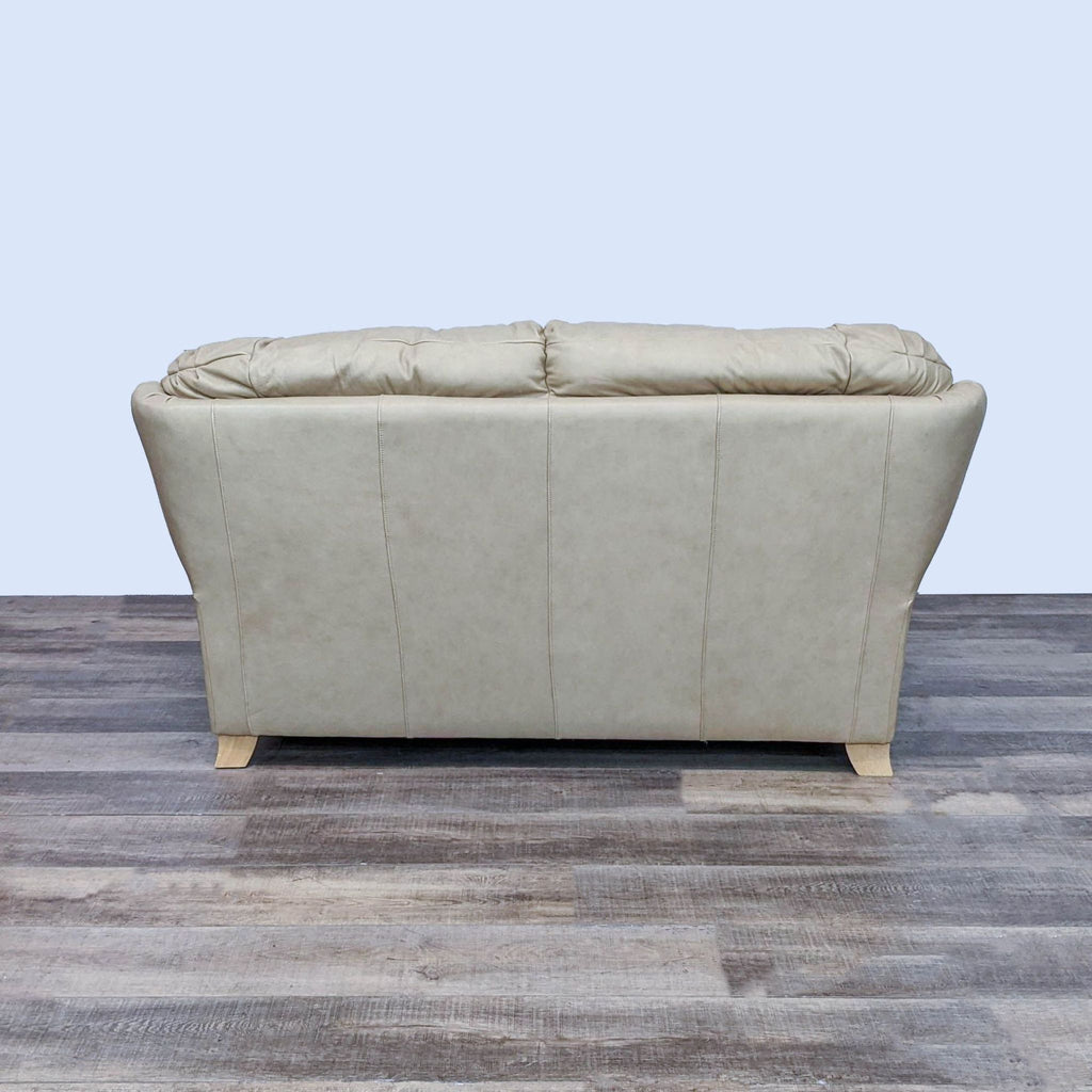 Tan Leather Contemporary Loveseat