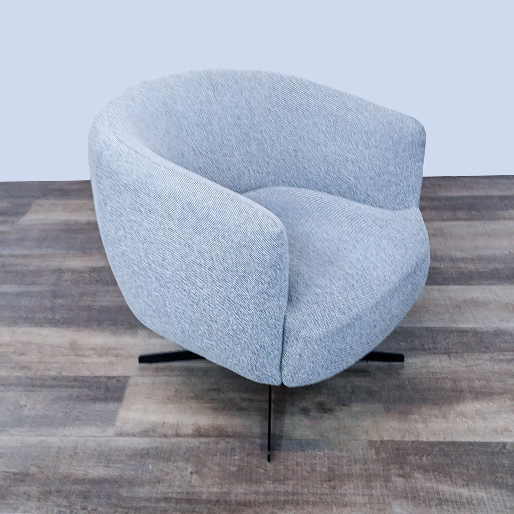 Target Modern Swivel Lounge Chair in Light Grey Chenille Upholstery