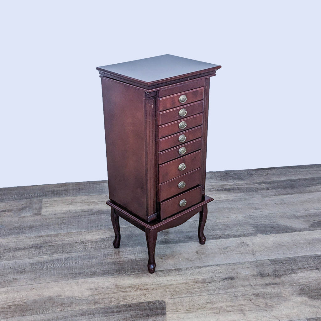 Classic Wooden Jewelry Armoire with Mirror and Spacious Storage