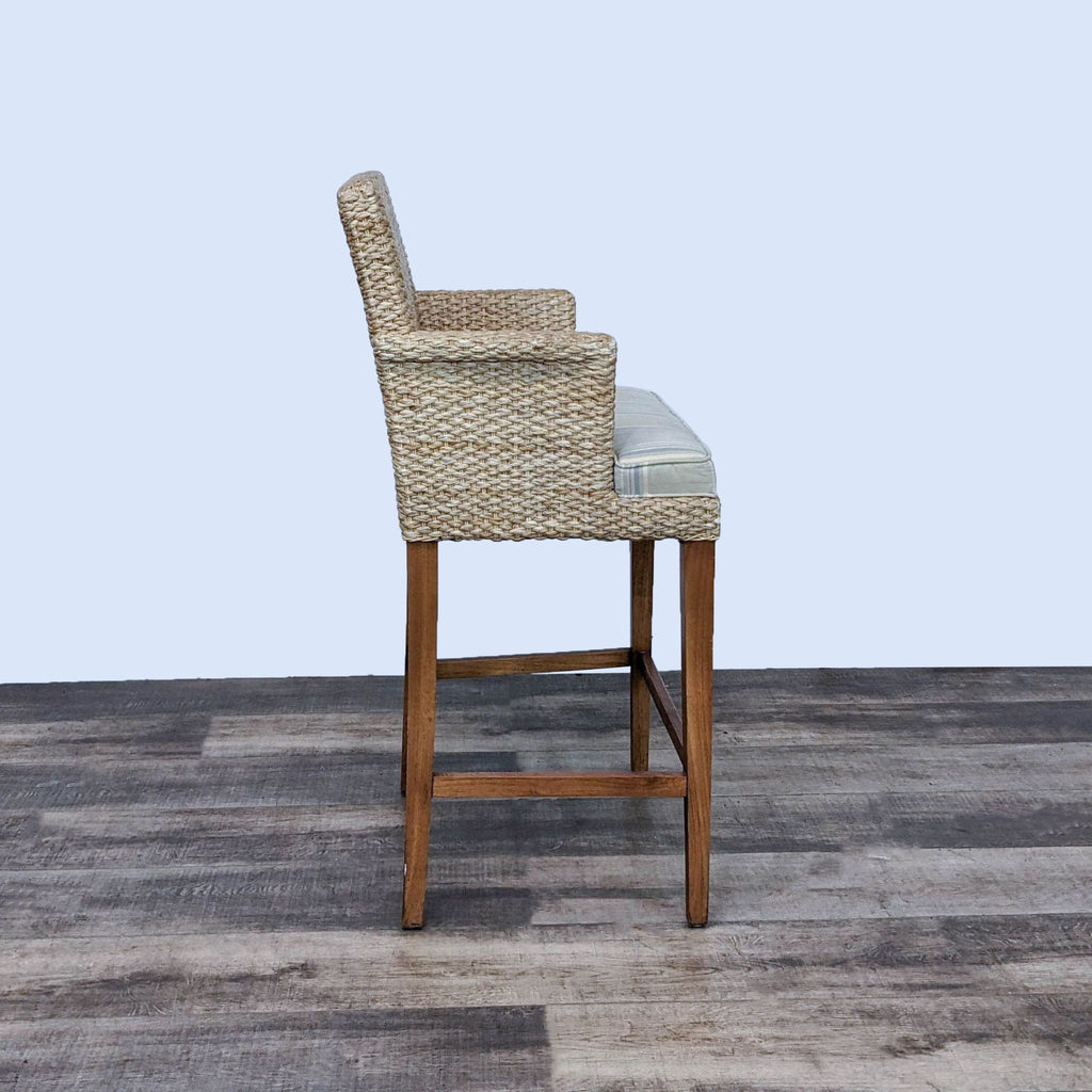 Woven Seagrass High-Back Stool