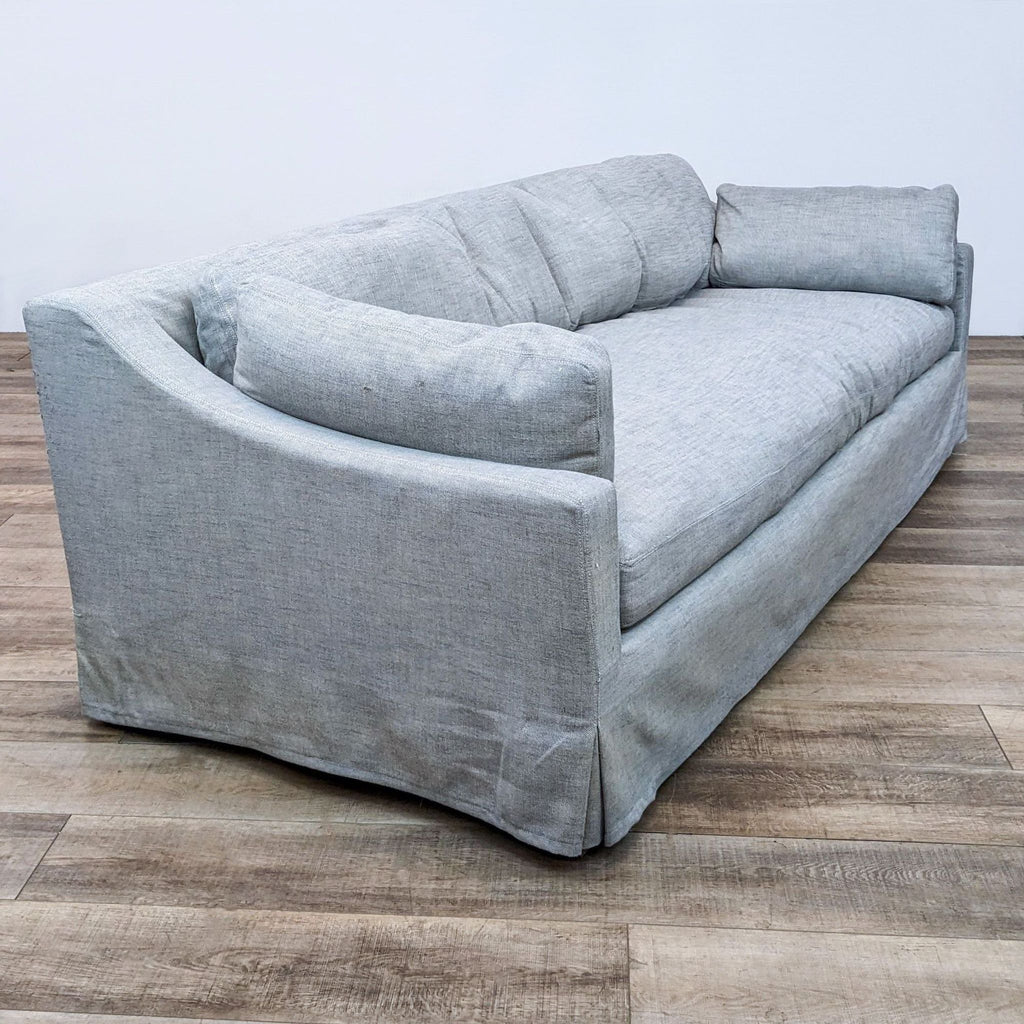 Restoration Hardware Linen Grey Fabric Belgian Sofa