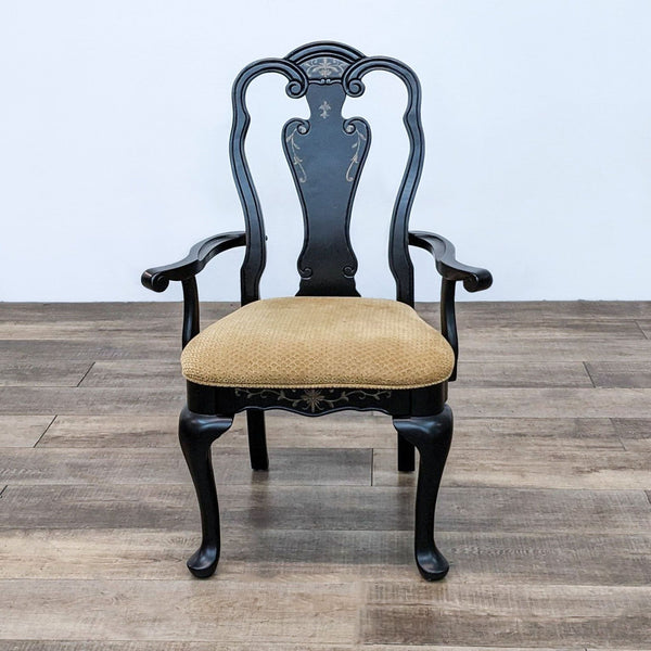 a pair of antique french black and cream painted chairs