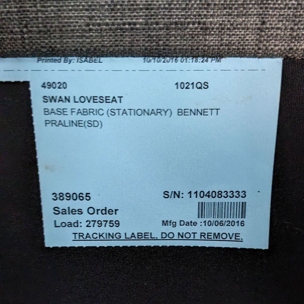 Grey Compact Swan Loveseat