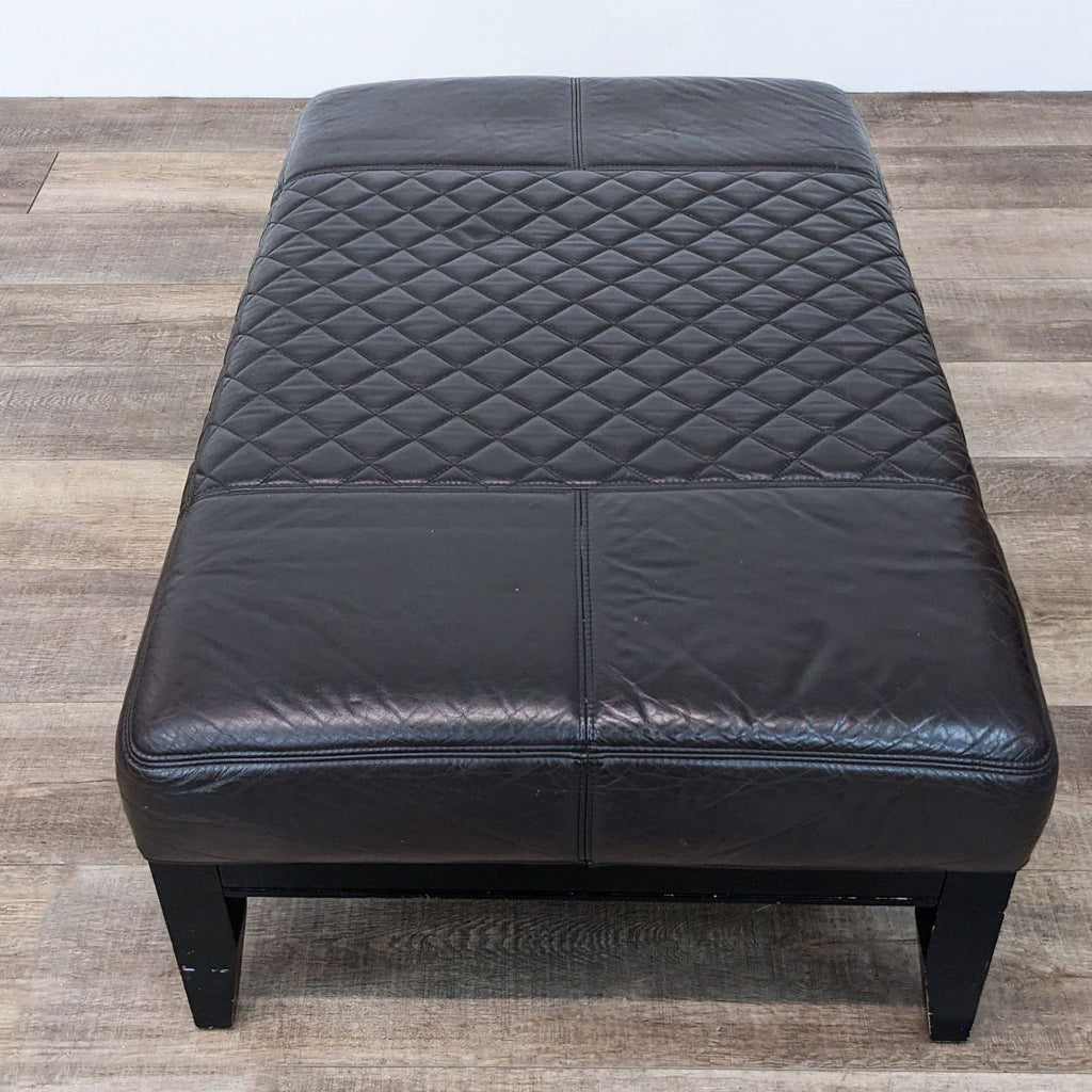 Contemporary Brown Leather Ottoman