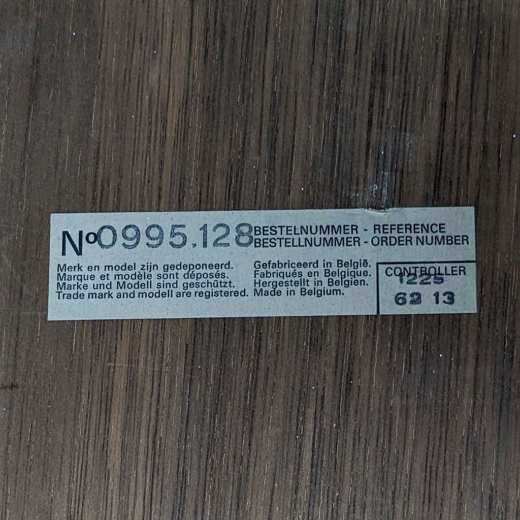 Label on the back of the mirror shows order number and confirms it was made in Belgium by Reperch.