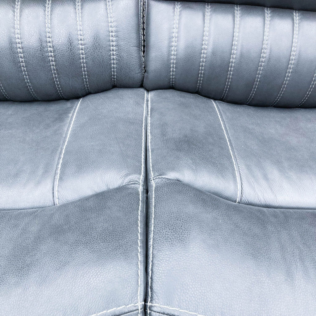 Modern Charcoal Leather Power Reclining Sofa with Built-in USB Ports
