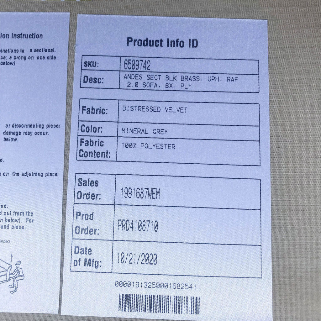 West Elm Andes Velvet Two-Piece Bumper Sectional