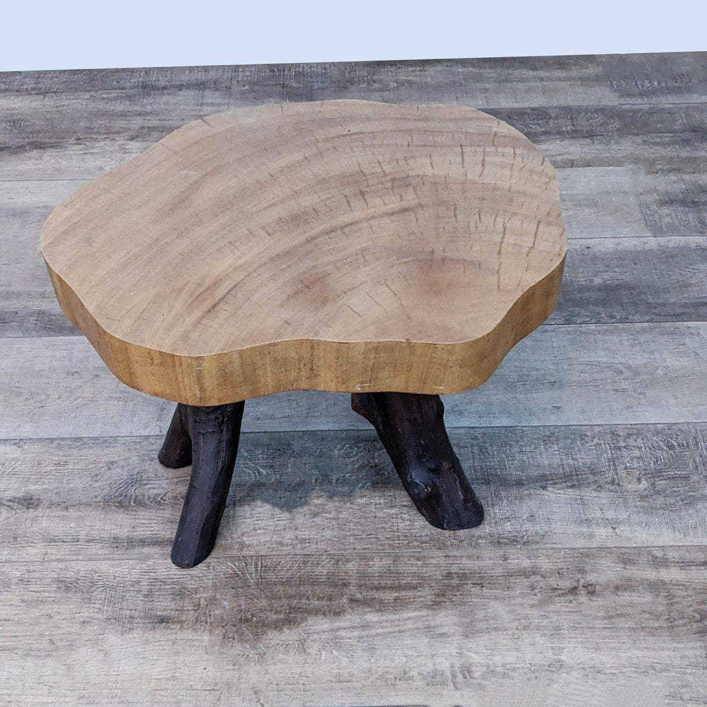 Free Form Wood Top Side Table