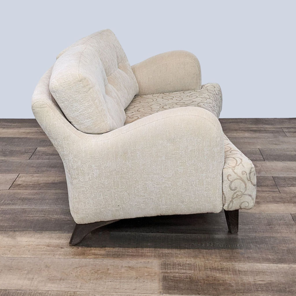Contemporary Beige Two Fabric Loveseat