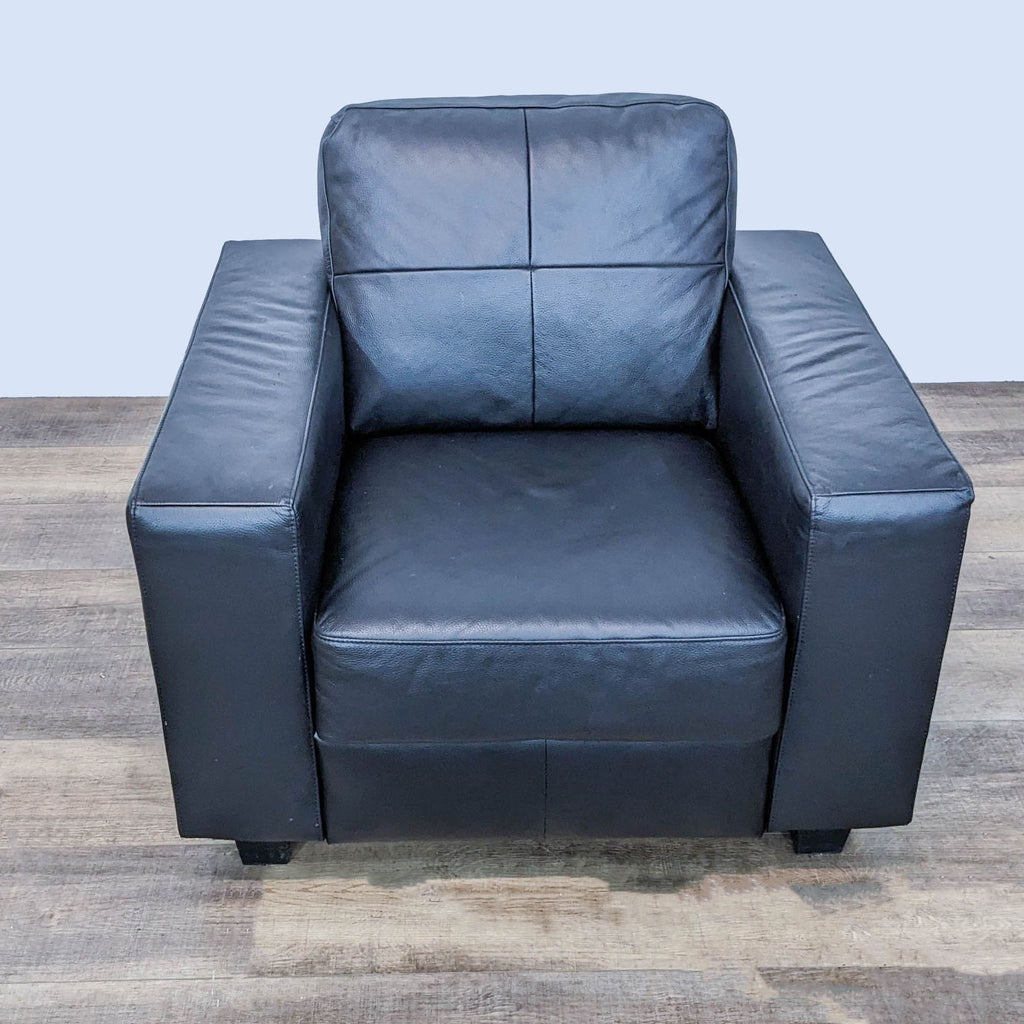 IKEA Skogaby Black Faux Leather Contemporary Club Chair
