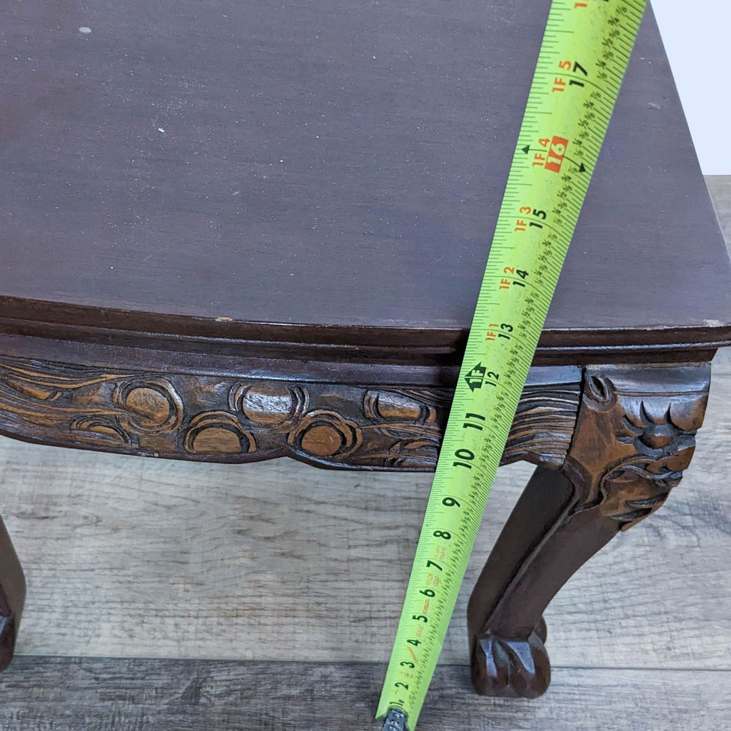 Carved Solid Wood Asian Coffee/Tea Table with 6 Nesting Stools