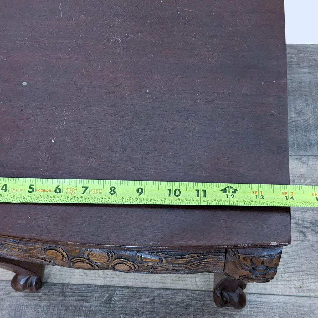 Carved Solid Wood Asian Coffee/Tea Table with 6 Nesting Stools