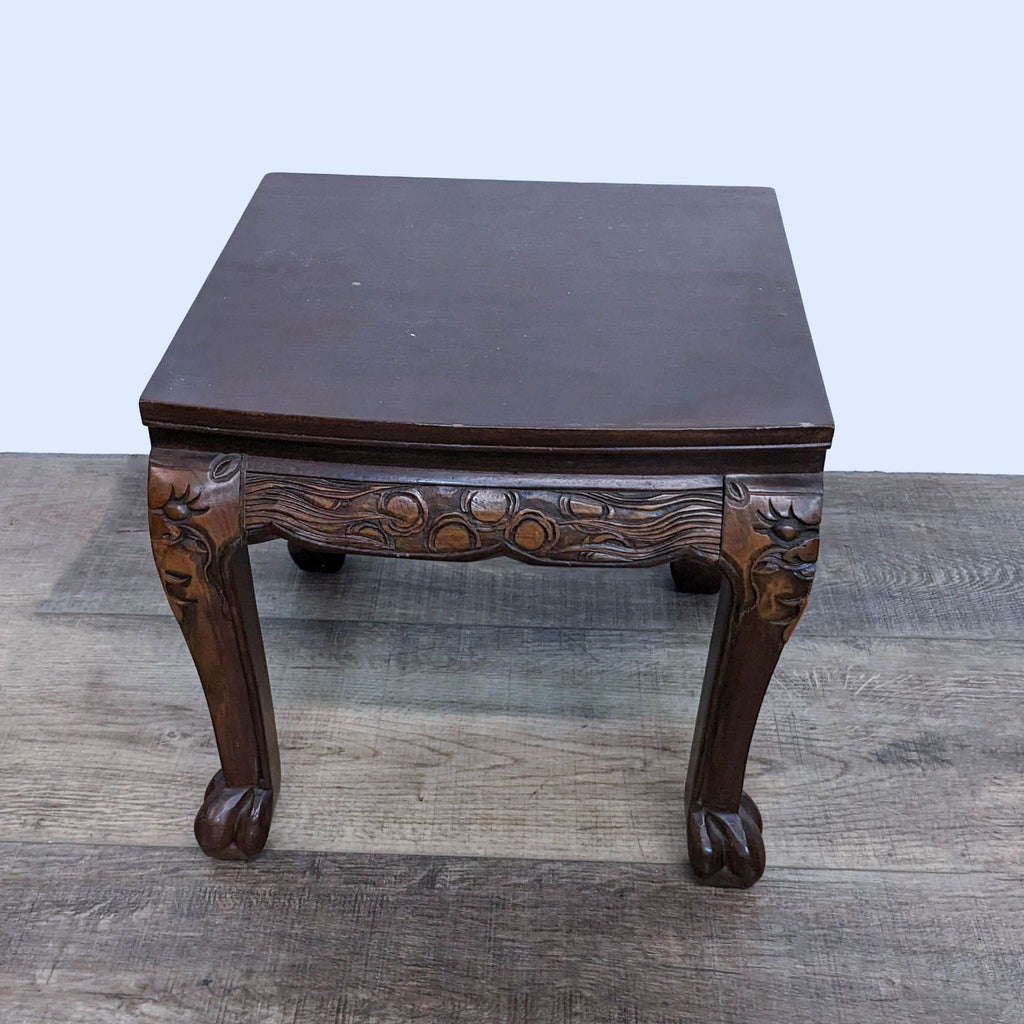 Carved Solid Wood Asian Coffee/Tea Table with 6 Nesting Stools
