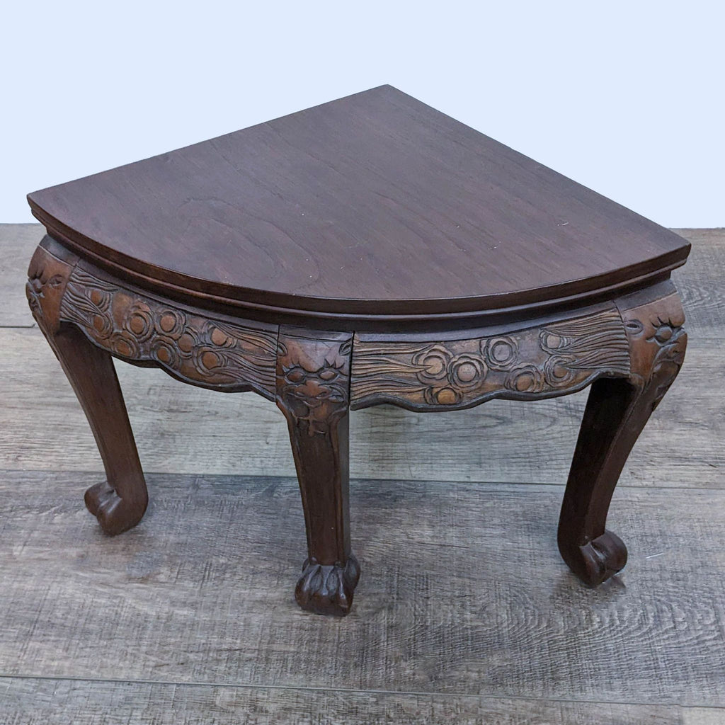 Carved Solid Wood Asian Coffee/Tea Table with 6 Nesting Stools