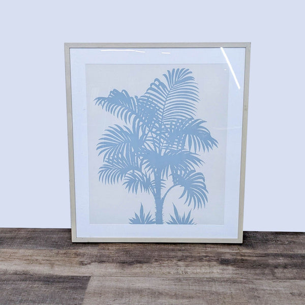 Framed palm tree silhouette art print by Reperch on gallery wall.