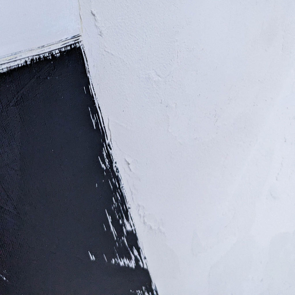 Close-up of textured black and white abstract painting on canvas. Category: Prints & Maps.