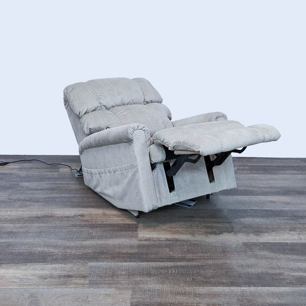 La-Z-Boy Pinnacle Power Recliner fully reclined with power headrest and lumbar support extended, showcasing zero gravity position.