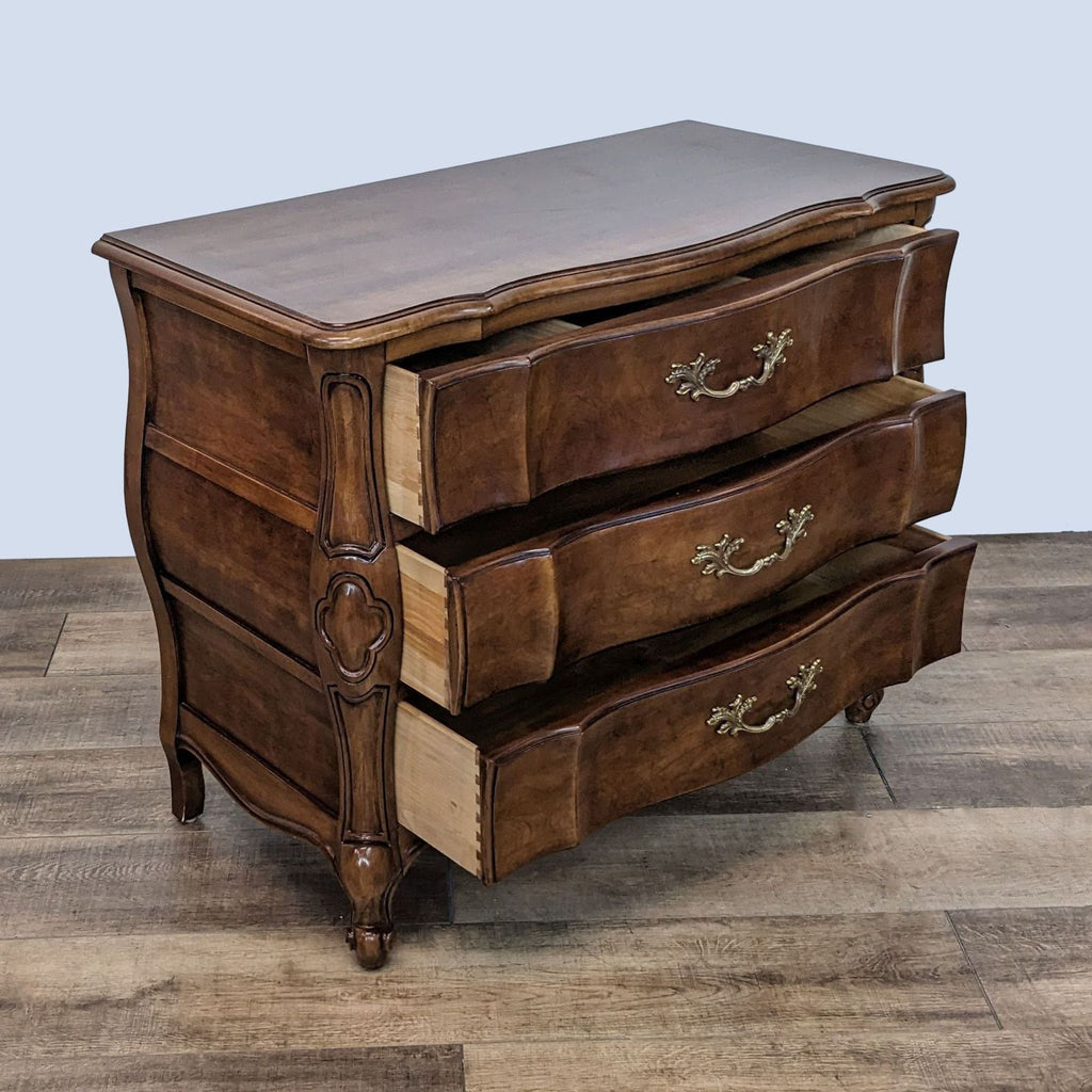 Three-drawer rich-finish dresser with dovetail joinery and classic design by White Furniture Co.