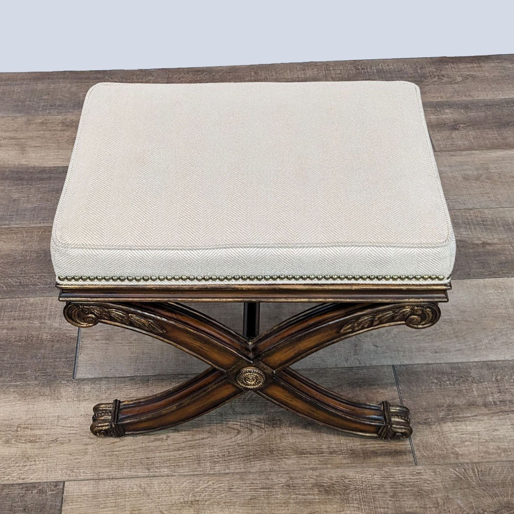 a 19th century english mahogany and ivory ottoman.