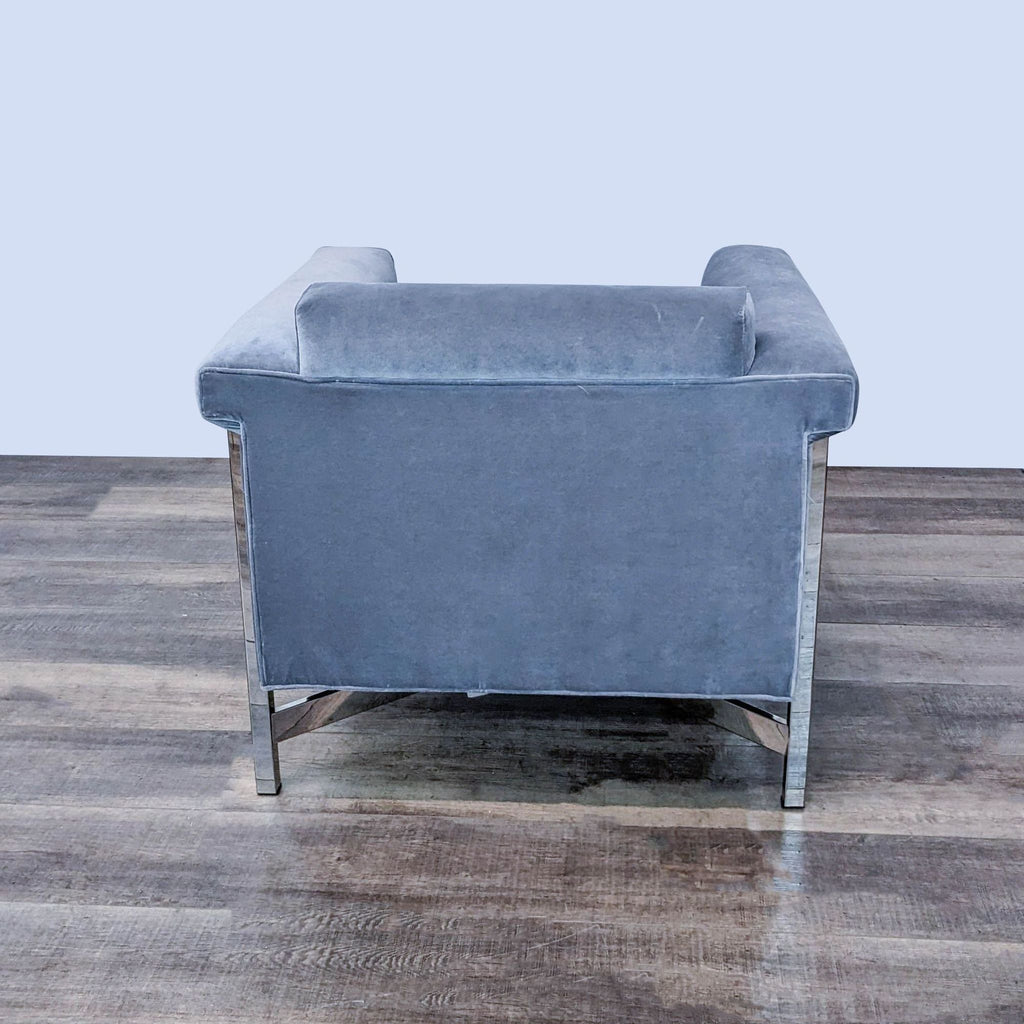 Rear view of the plush velvet Key lounge chair by Mitchell Gold + Bob Williams with a modern design.
