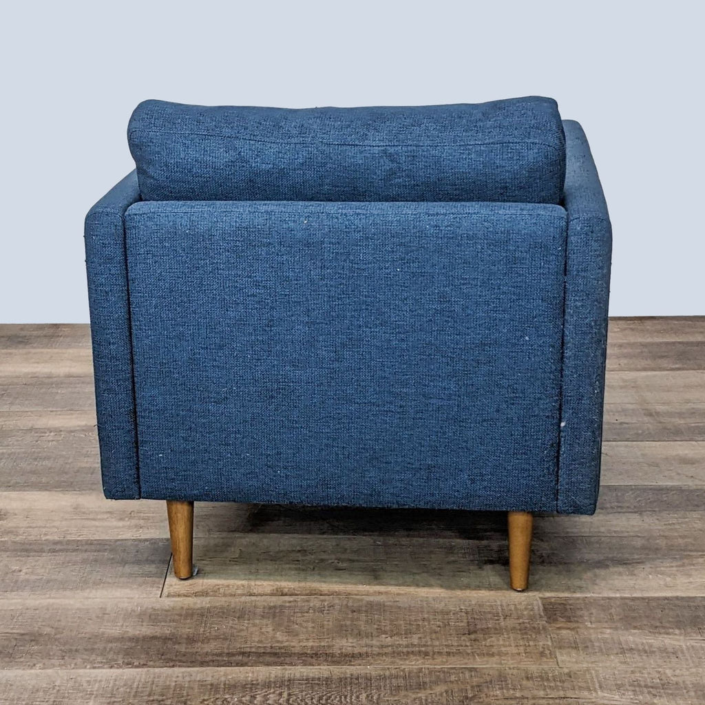 Article Modern Denim Blue Armchair with Wooden Legs
