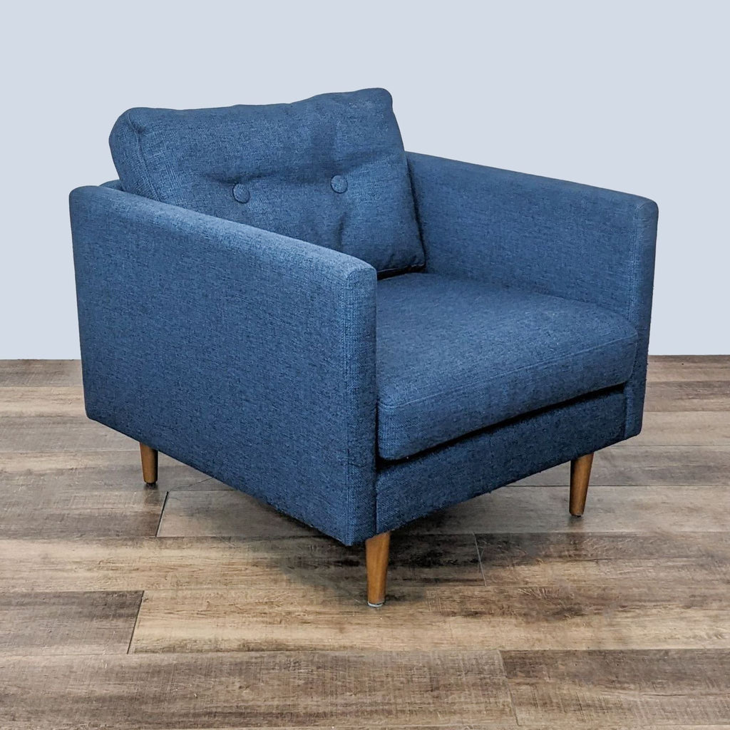 Article Modern Denim Blue Armchair with Wooden Legs