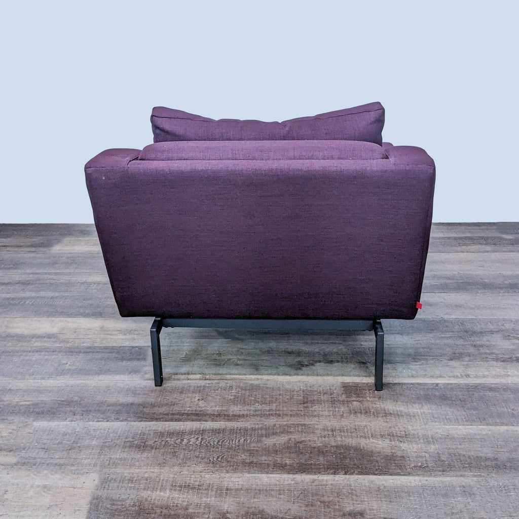 EQ3 Modern Lounge Chair with Mahogany Legs and Plum Upholstery