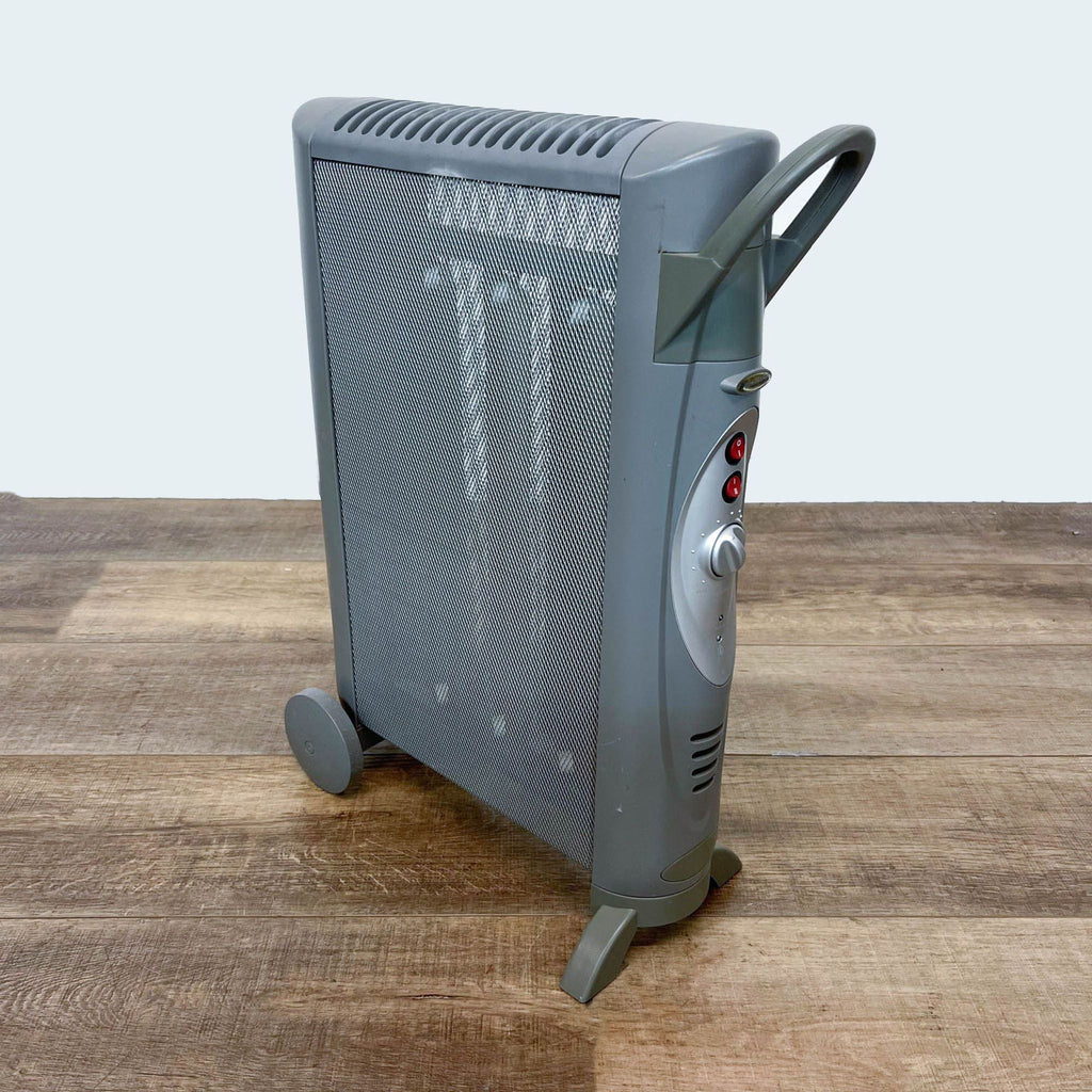 Rear view of Bionaire Electric Space Heater highlighting the sturdy construction and handle.