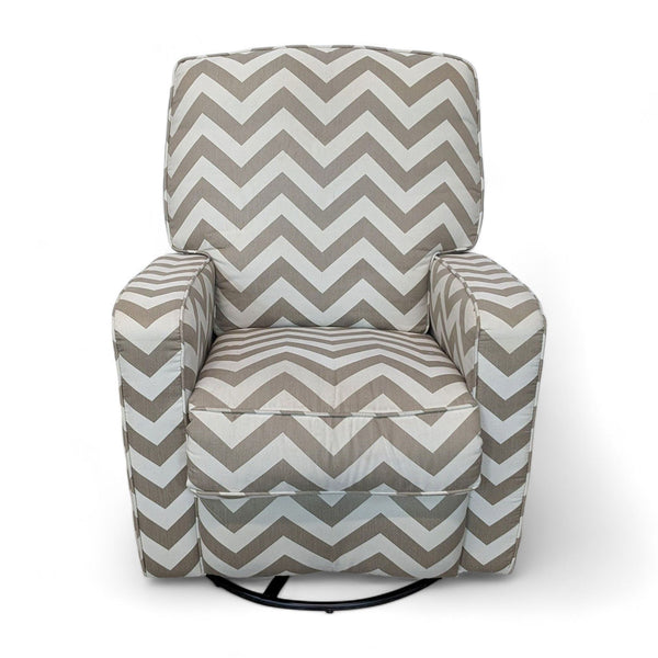 Reperch cozy recliner with zigzag pattern and 360-degree swivel base, front view.