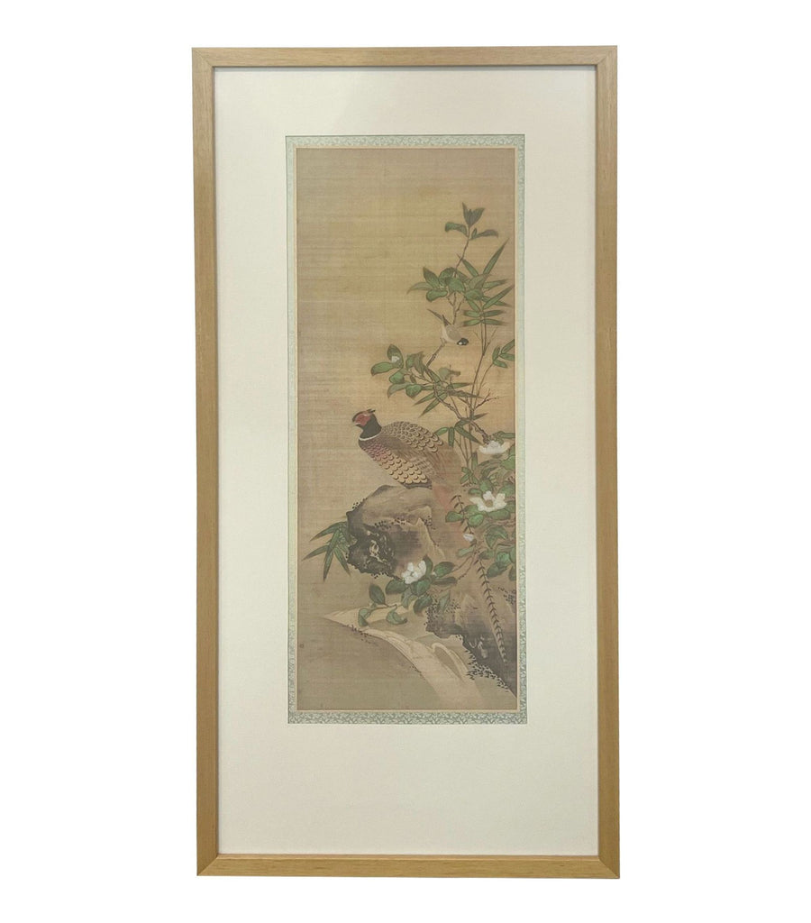 Reperch brand framed Japanese bird and botanical art print on a wall.