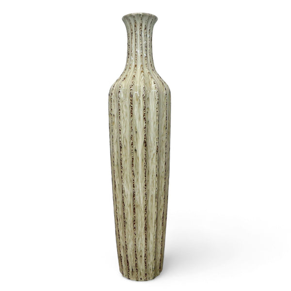 1. Elegant Z Gallerie vase with textured stripes on a white background.