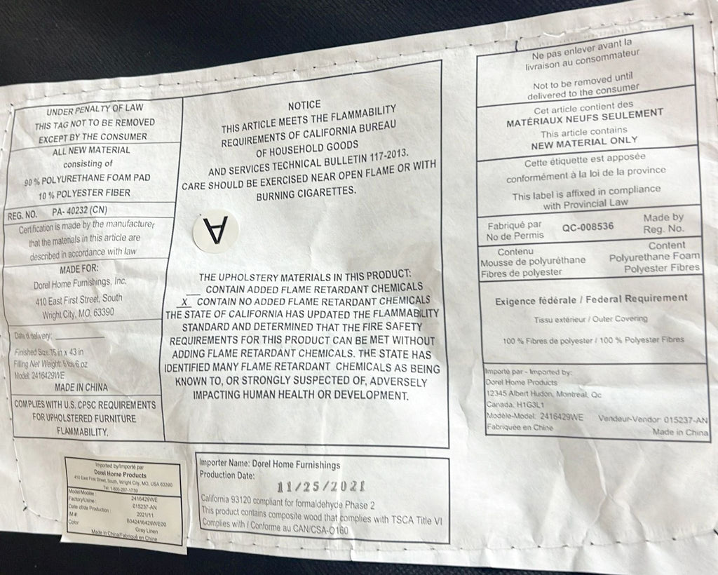 Dorel Home ProductsGray Linen Contemporary/Modern Full Futon